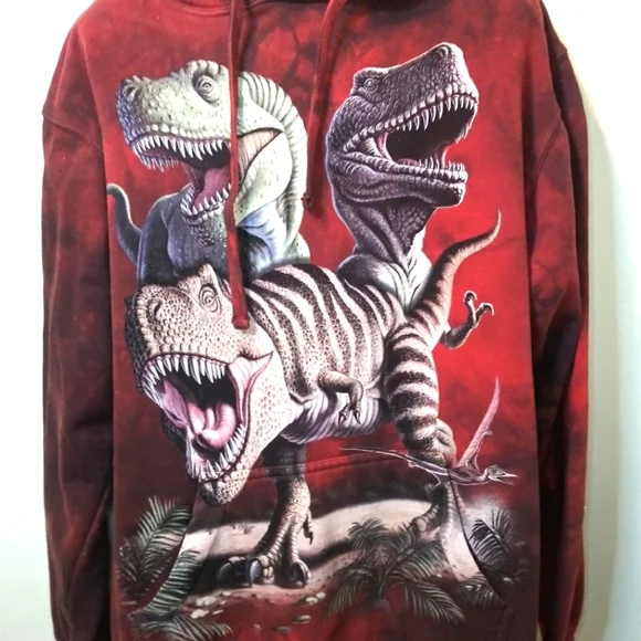 The Mountain Dinosaur Red & Black Tie Dyed Saint Louis Zoo Souvenir Hoodie - Picture 2 of 10